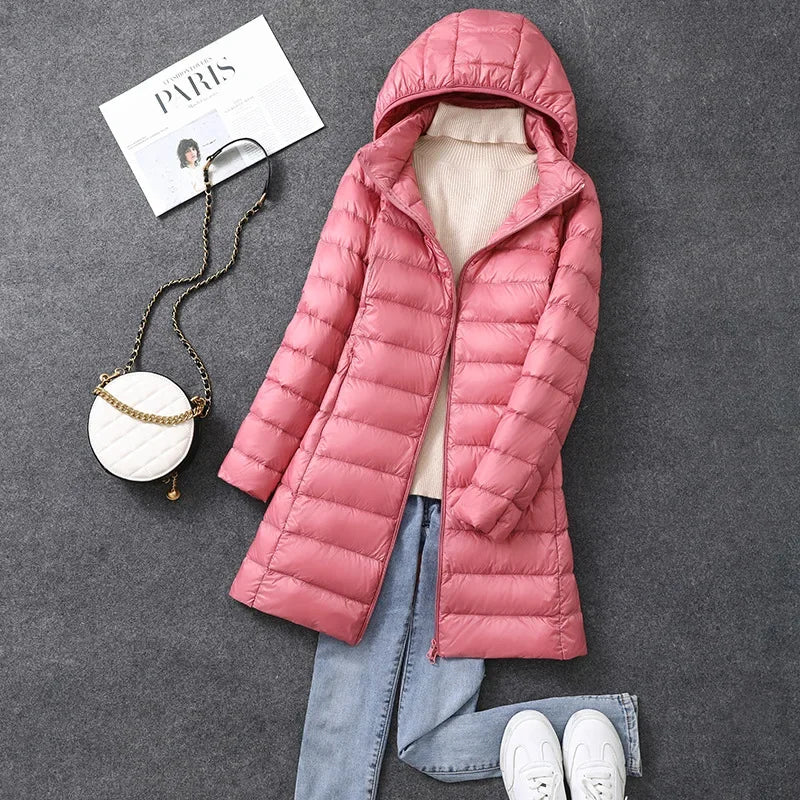 Women's Extra Long Puffer Coat - Detachable Hood Winter Jacket - photo 12