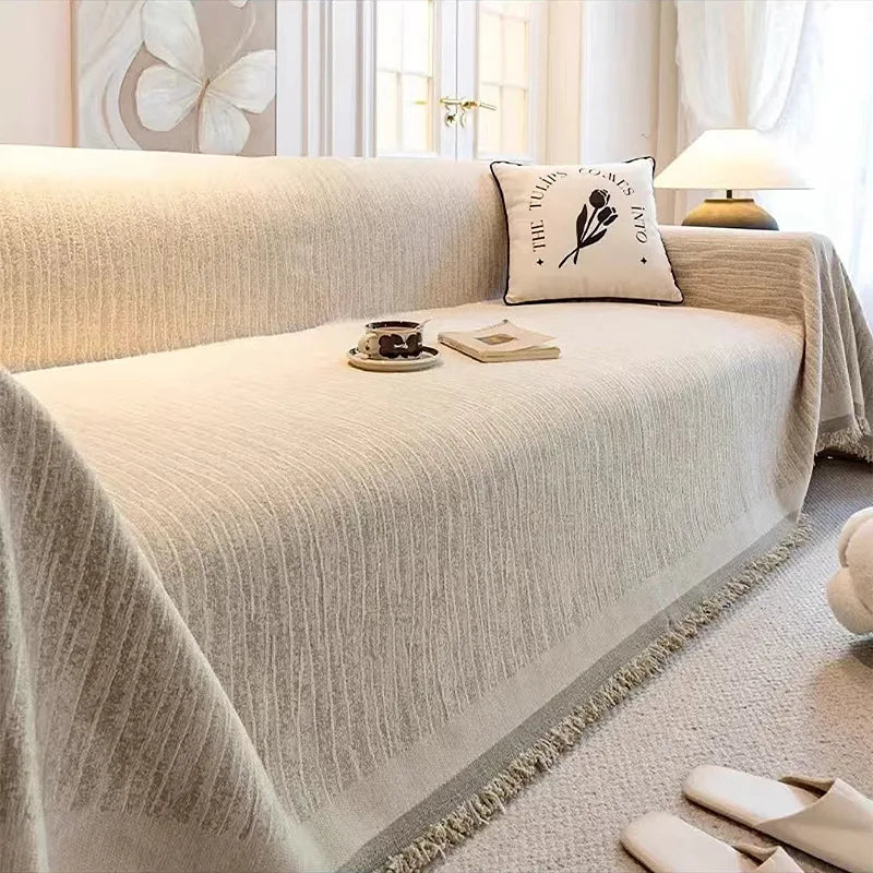 Luxury Sofa Cover L-Shaped Couches Chenille Reversible Stretchable Sofa Protector Slipcover Non-Slip All-Season Couch Blanket