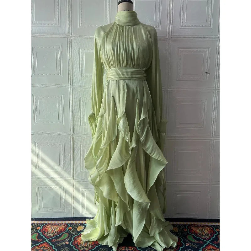 Eid Women Party Dress Muslim Abaya Ruffle Jalabiya Ramadan Long Dresses Autumn Vestidos Largos Arab Long Robe Morocco Kaftan
