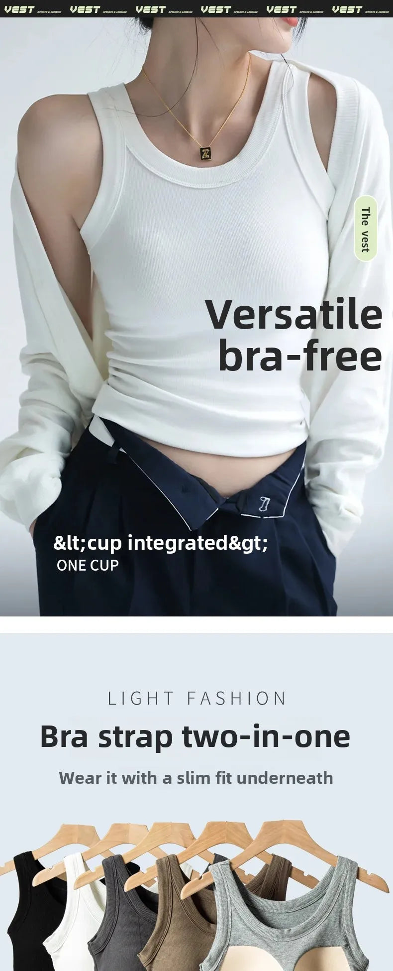 2-in-1 T-Shirt Bra Combo Top- Women's Seamless Built-in Vest,Summer Breathable Sleeveless Shirt & Casual Undershirt Sexy Top Y2k