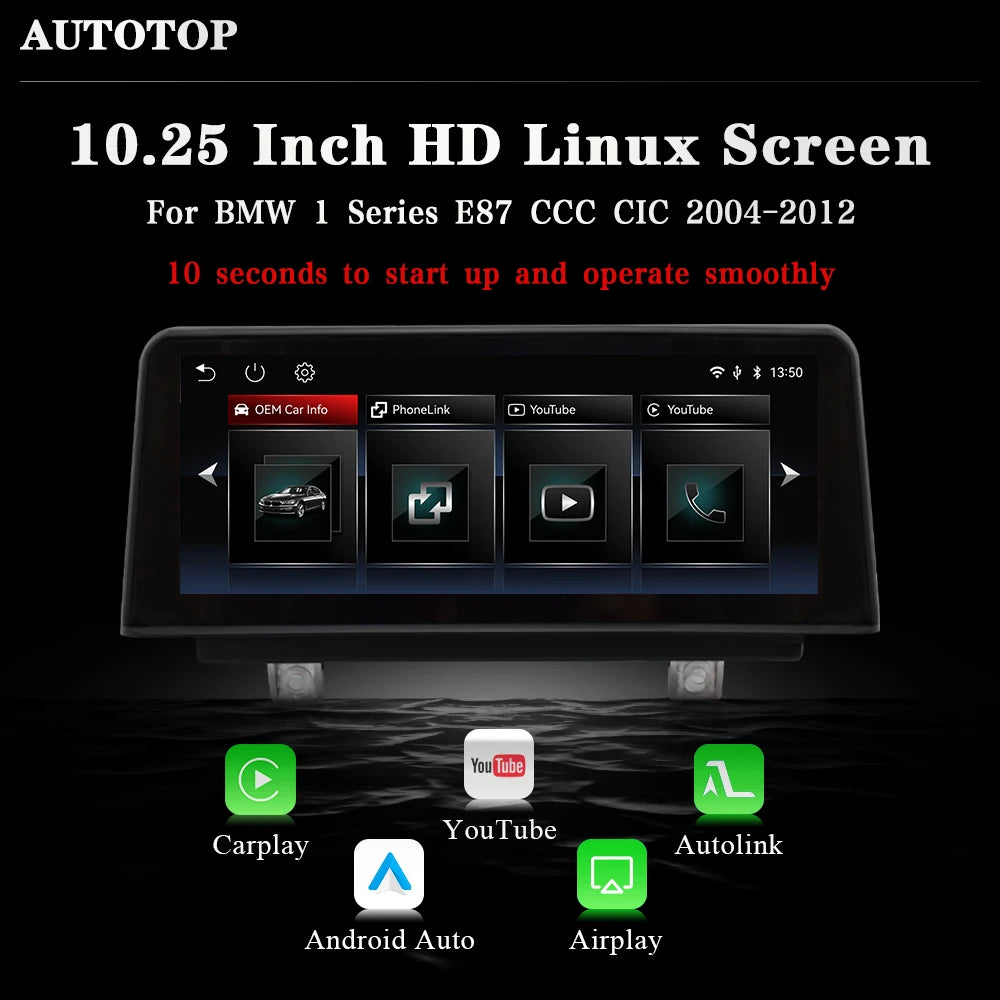 AUTOTOP 10.25" 1920*720 Car Replacement Radio Display for BMW 1 2 series F20 F21 F22 NBT 2026-2026,Wireless CarPlay Android Auto