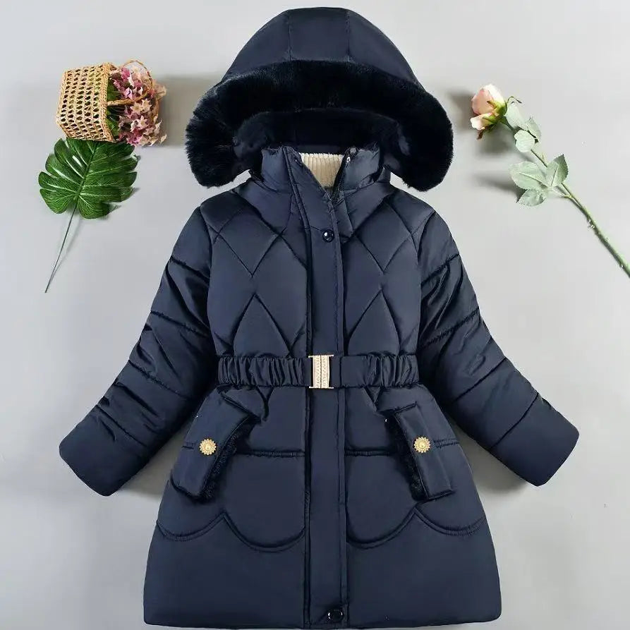 Girls' Hooded Winter Coat with Belt - Plush Lined Heavy Jacket - photo 17