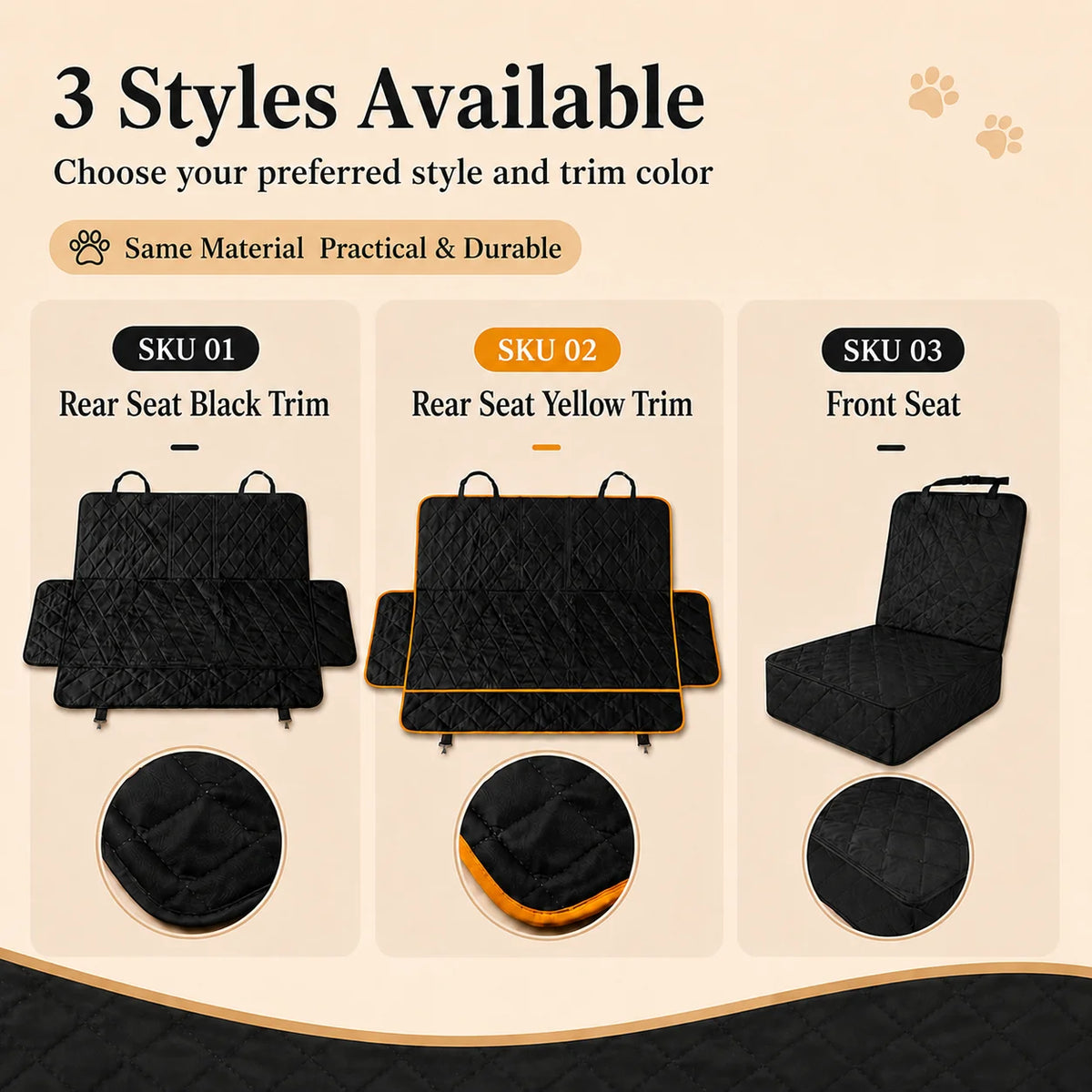 Pet Car Seat Cover - Front or Rear Bench, Waterproof – photo 2