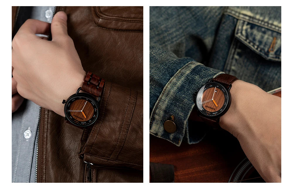 Man's Watches BOBO BIRD Wooden Quartz Watch Casual Wristwatch for Men Unique Gift Drop Shipping