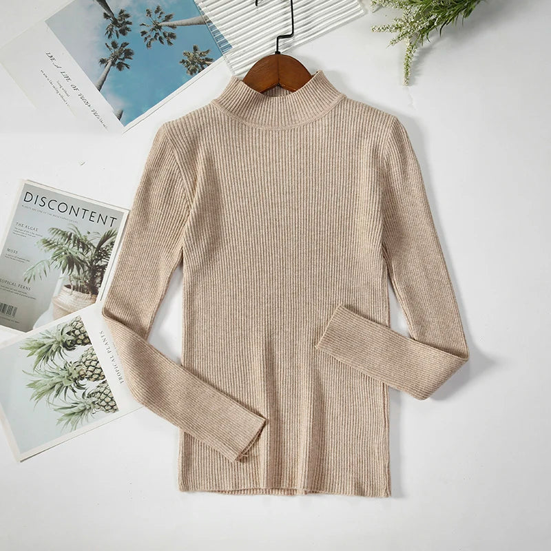 Women's Soft Turtleneck Sweater — Cotton Blend Knit