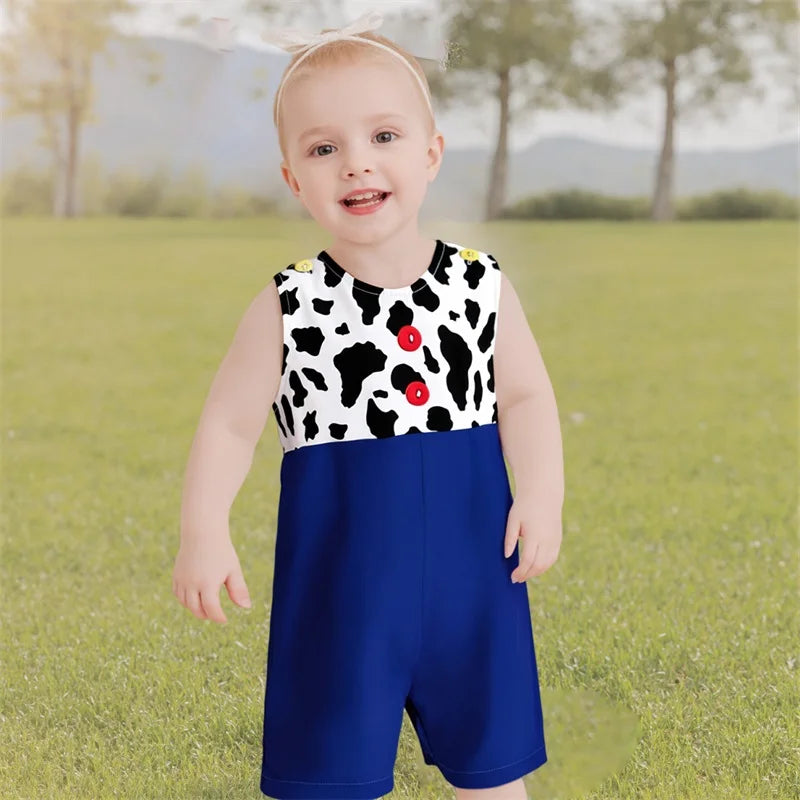 Toddler  Black and White Polka Dot Print Sleeveless Round Neck Baby Jumpsuit Newborn Romper Infant Bodysuit