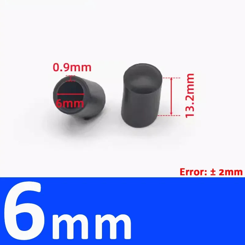 1-20Pcs Round Black PVC Soft Rubber Pipe Sleeve Tube Cap Table Chair Foot Pad Protective Cover 6 8 10 12 14 16 20 22 25 28-100mm