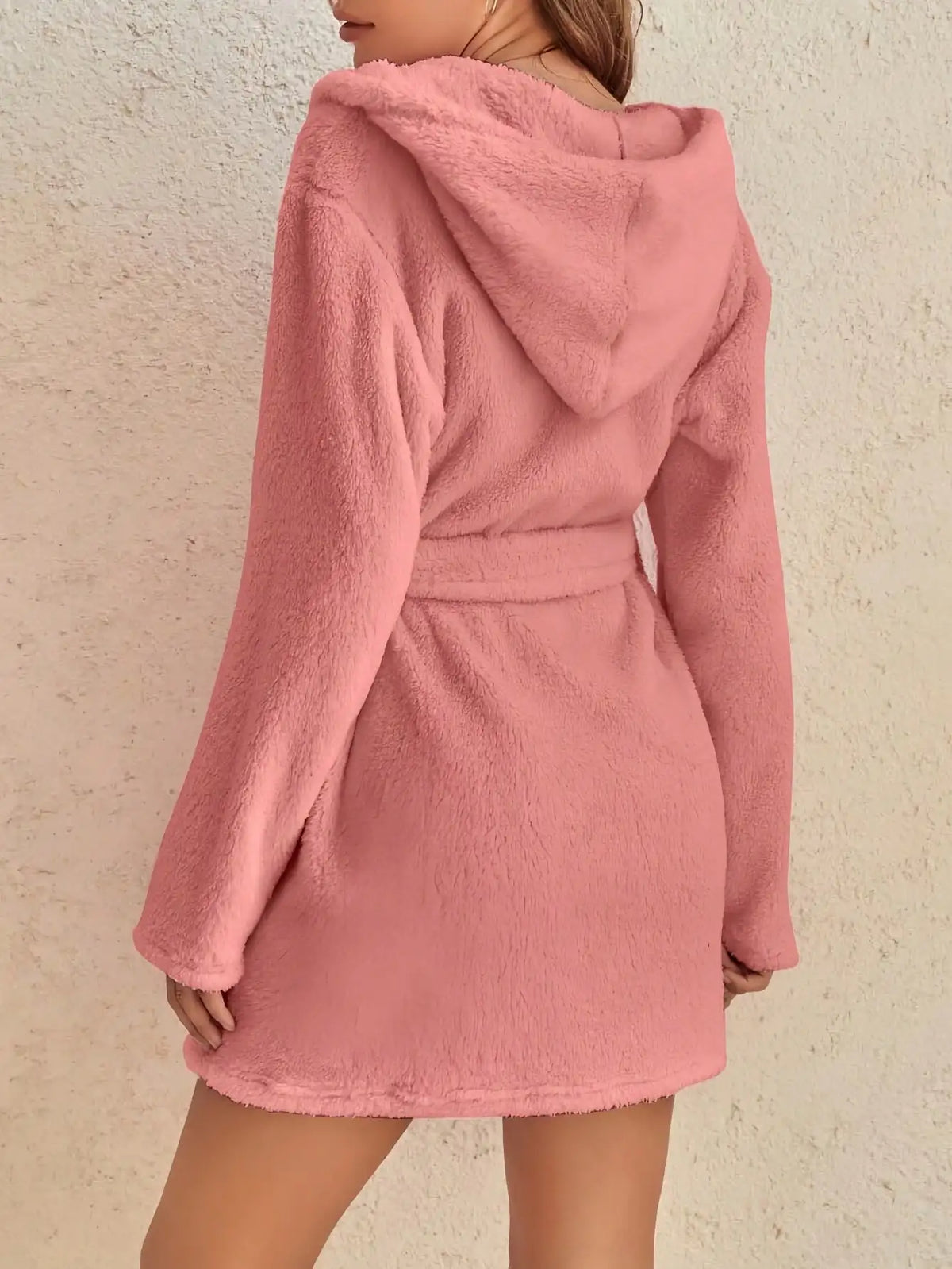 Women's Hooded Fleece Robe with Belt