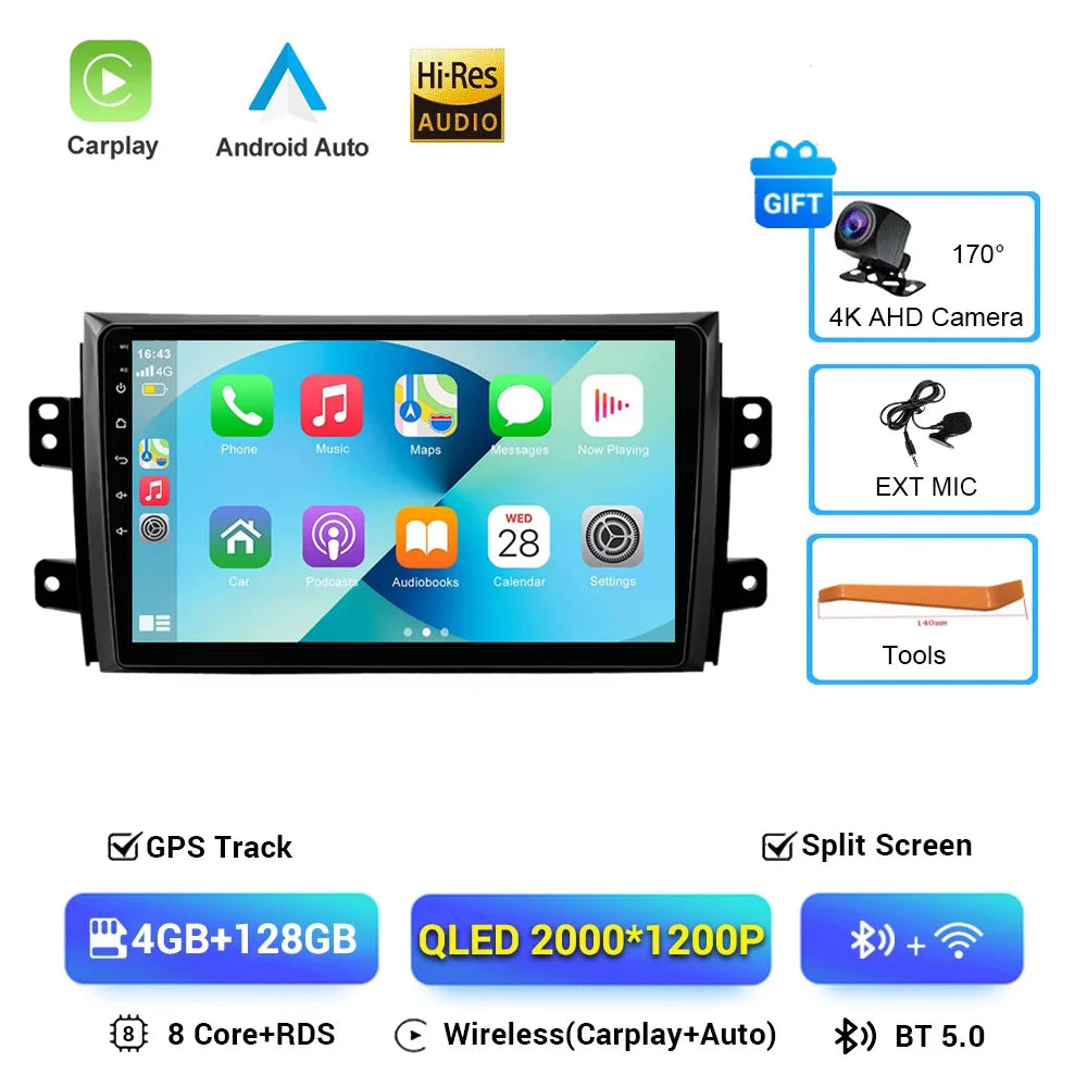 Android 16 Car Radio 4G+WIFI Carplay For Suzuki SX4 2006-2013 For Fiat Sedici 2005-2014 Car Multimedia GPS 2din autoradio