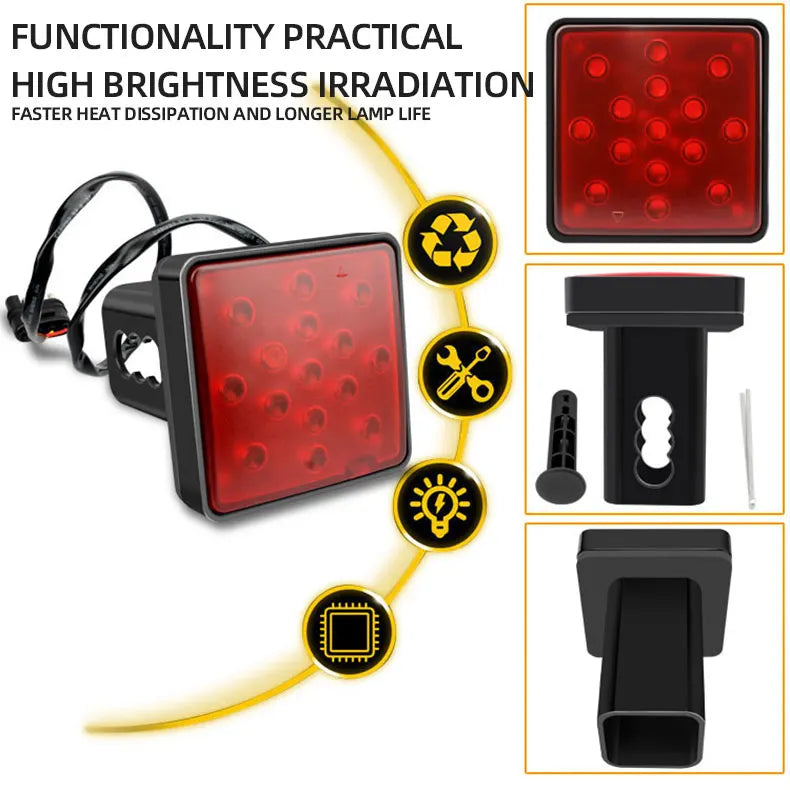 Car Brake Tail Lamp Red/Black Shell 15 LED Auto Reverse Stop Signal Lamp Rear Brake Light for Pickup Vehicle Trailer 12V