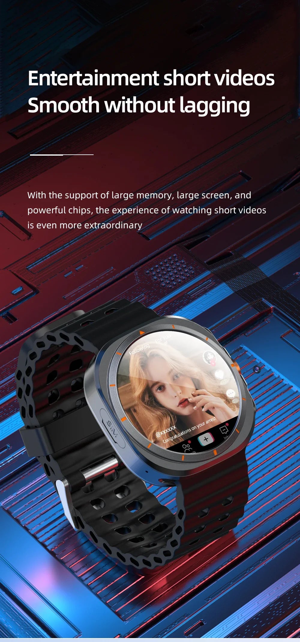 Upgrade Android 13.0 Smart Watch Ultra 4G/5G Smartwatch With 190° Rotary Camera GPS WIFI Sim Card Slot Compass App Download