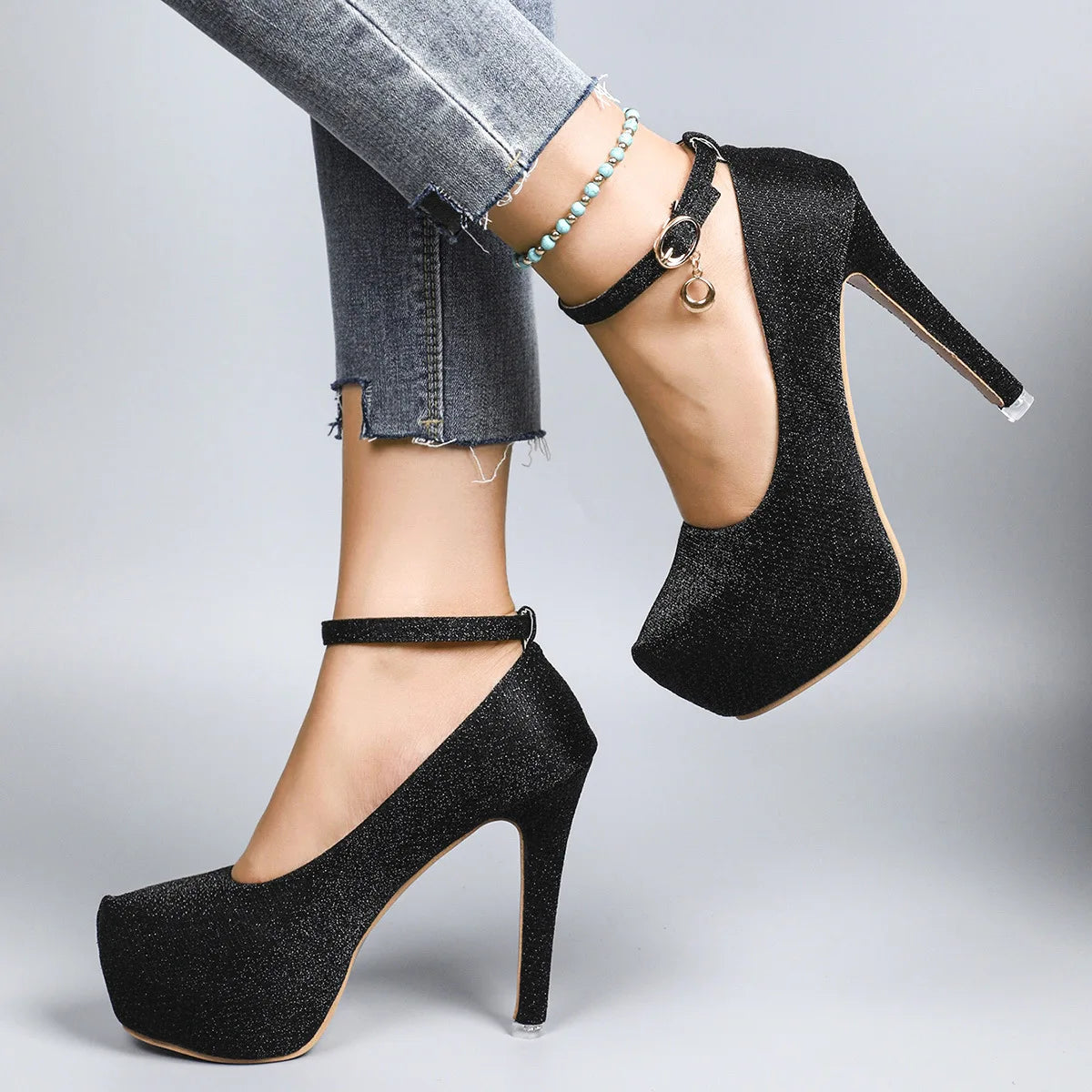 Platform Stiletto Heels for Women — Ankle-Buckle Strap Dress Shoes, Plus Size