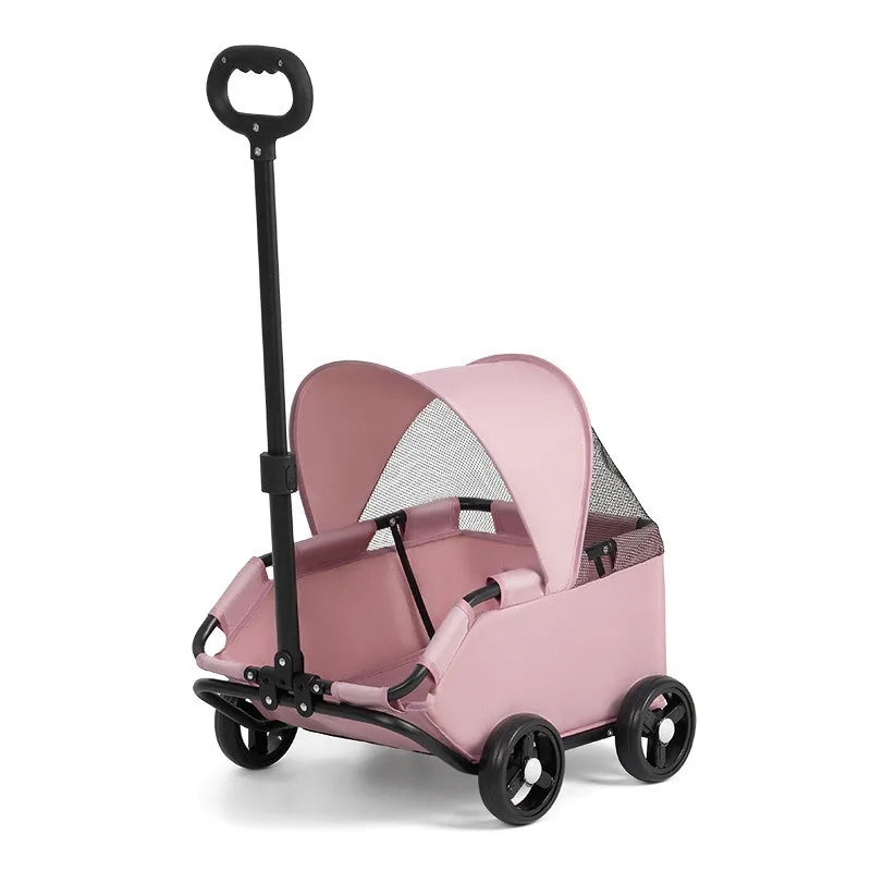 Foldable Push-Pull Pet Stroller - Portable Dog & Cat Cart – photo 7