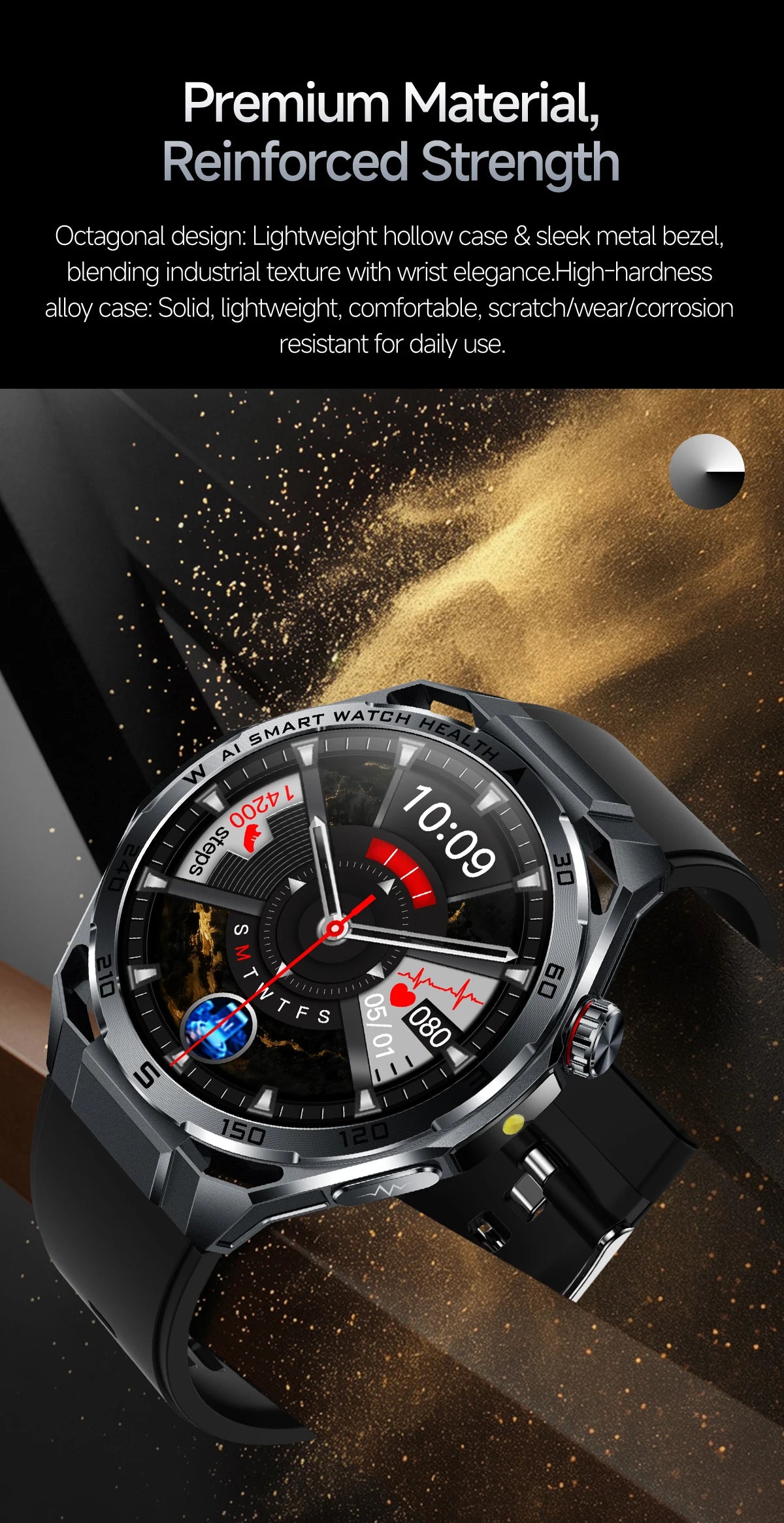 2026 New Body Fat AI Analysis Health Smart Watch ECG+PPG Uric Acid BP Blood Oxygen Call AMOLED Screen Smart Watch For Men Women