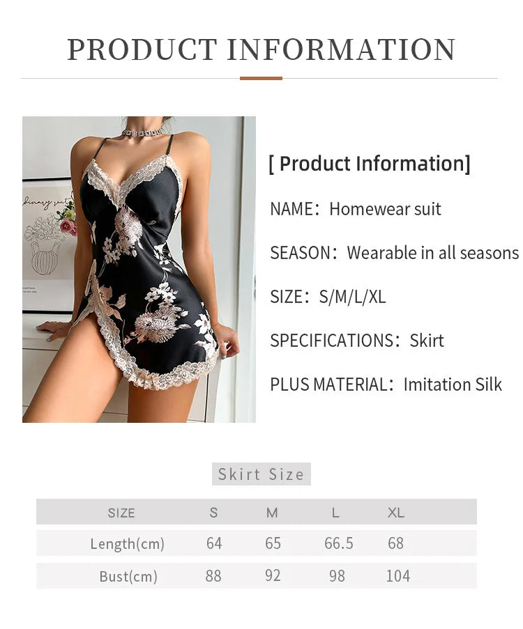 Ice Silk Slip Nightgown — Breathable Summer Lounge Dress for Women