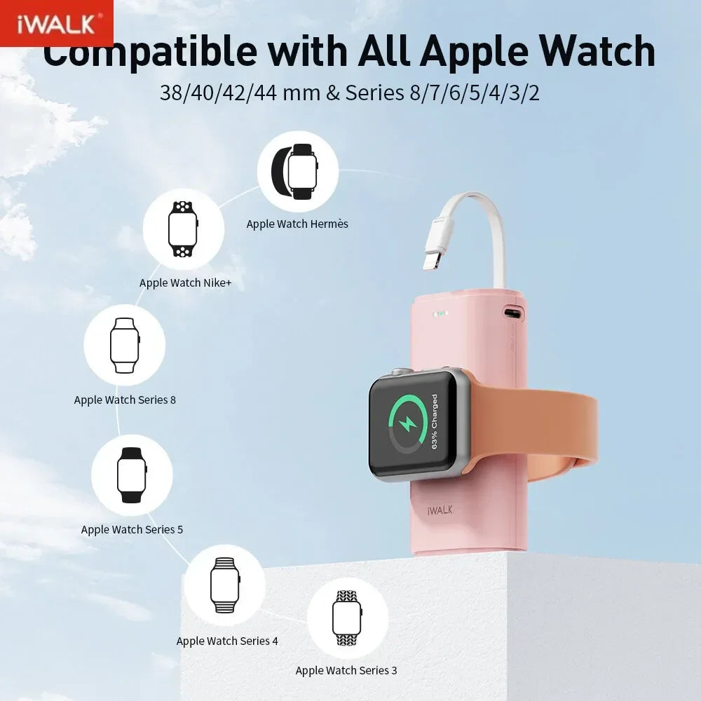 iWALK 9000mAh Magnetic Power Bank — Fast Wireless Charging with Built-in Cable