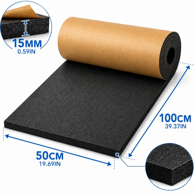 5/10/15/20mm Thickness Self Adhesive Closed Cell Foam Roll Car Heat Insulation Sound Deadening Mat with Kraft Paper Backing