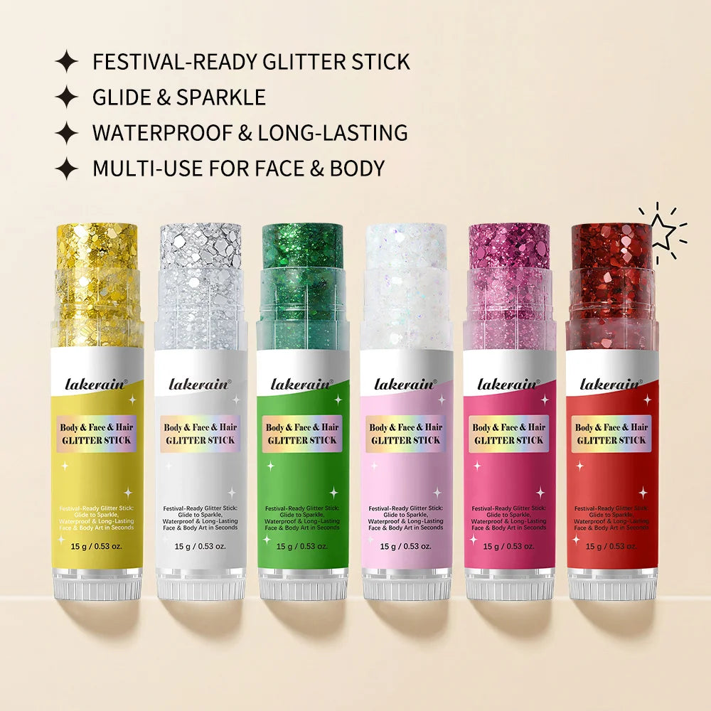 Body Glitter Sequin Stick Gel Texture Long-Lasting Dazzling Smudge-Proof Rich Sparkling Glitter Body Art for Party Stage Makeup