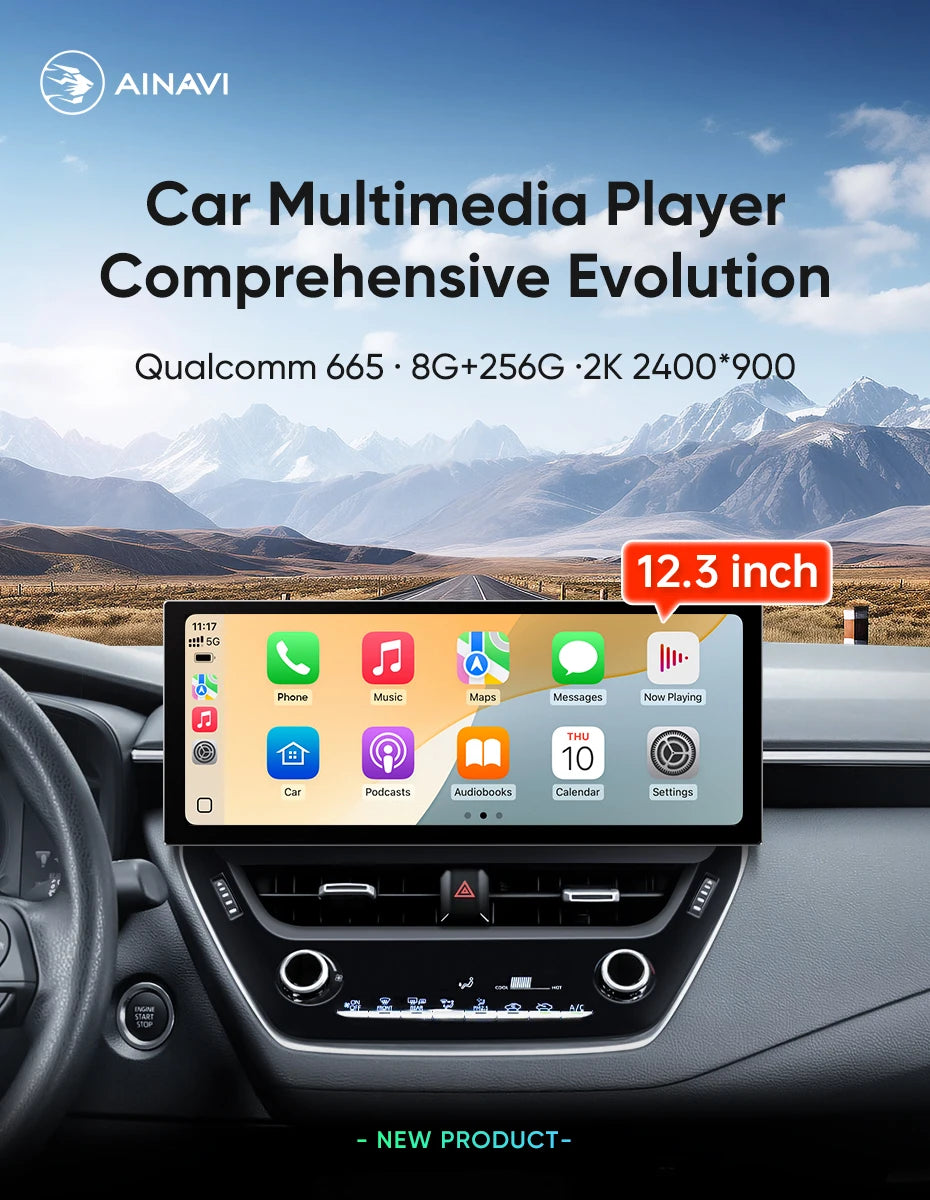 Ainavi 12.3 inch Car Radio For Toyota Corolla 2019 2020 2021 2022 2023 E210 Wireless Carplay Android Auto 4G Car Multimedia 2DIN