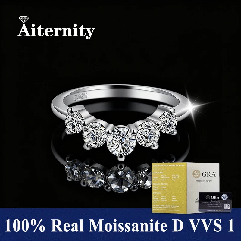 Moissanite V-Shape Ring – 925 Silver Engagement Band