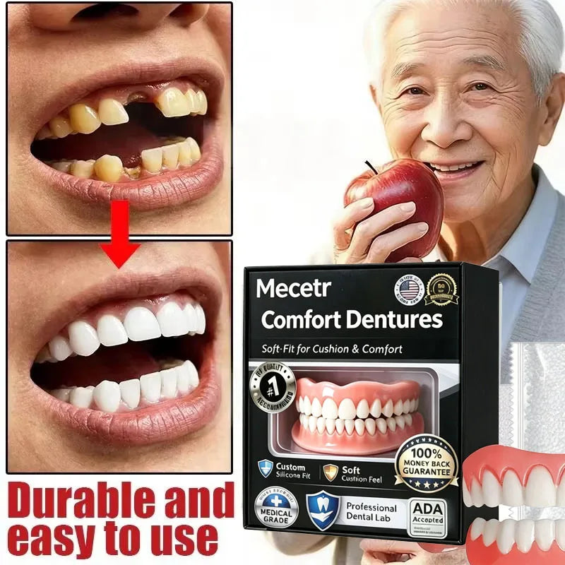 Upper & Lower Natural Silicone Dentures for Instant Confidence
