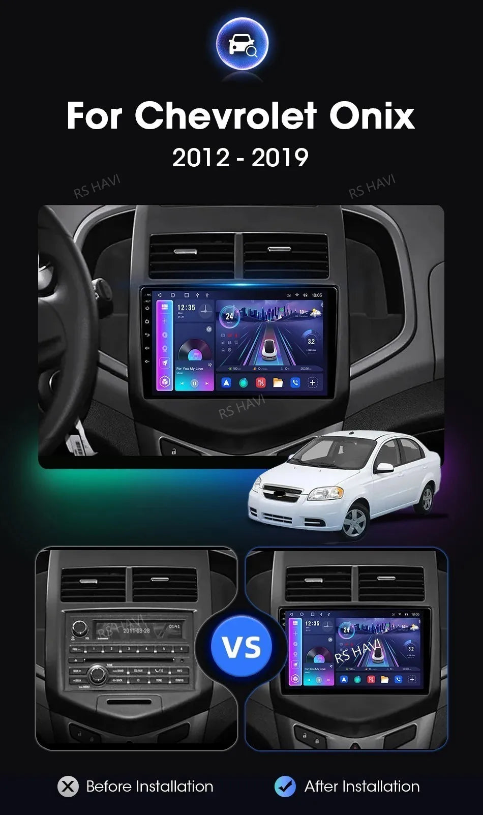 Android 16 CarPlay Auto Car Radio Multimedia Player For Chevrolet Aveo 2 Sonic T300 2011-2015 Navigation GPS 2din Stereo Audio
