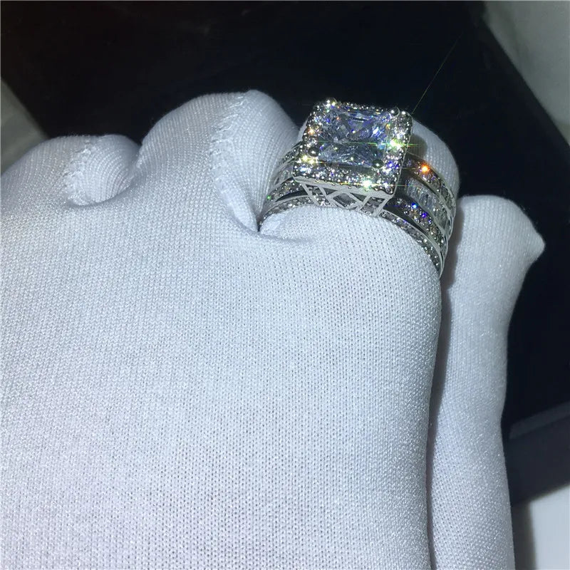 Halo Square-Cut Zircon Ring for Women - Engagement & Promise Ring