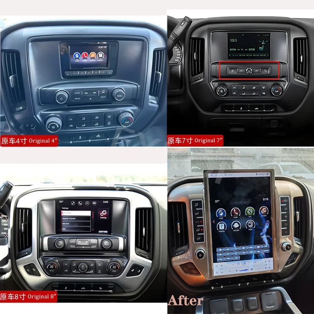 Car Radio For Chevrolet Silverado GMC Sierra 2013-2020 CarPlay Android Auto Automotive Multimedia Tesla Style Bluetooth 4G GPS