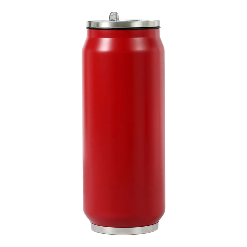 500ML 304 Stainless Steel Cola Can Thermos Custom LOGO Vacuum Cup Flask Portable Double Layers Straw Cup Water Bottle Mug