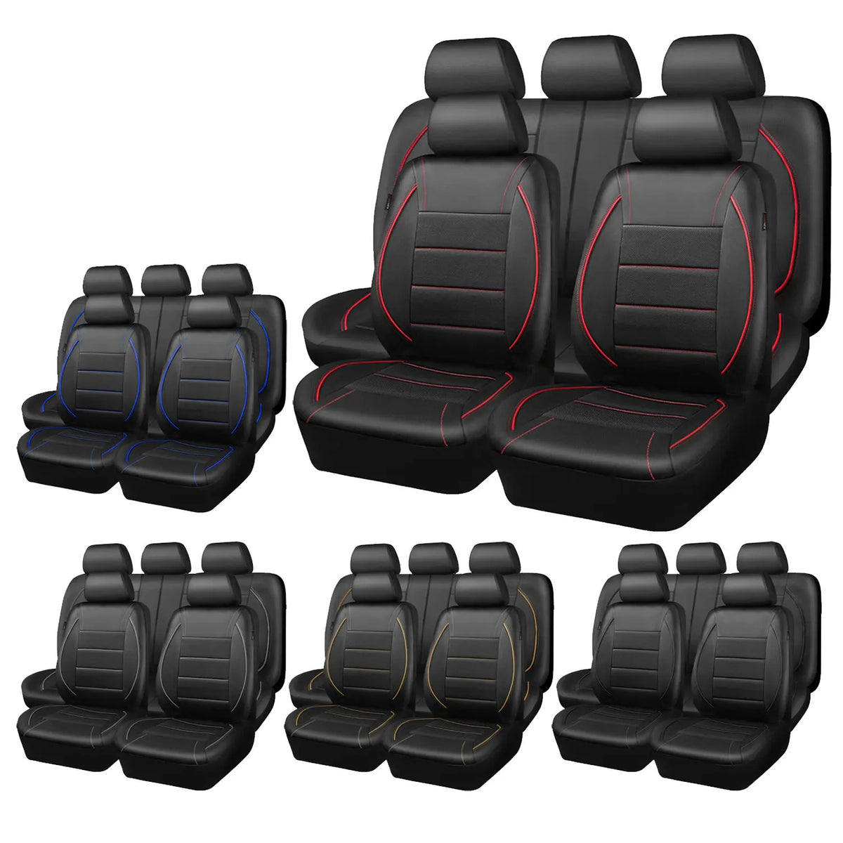 Universal Leather Car Seat Covers Simple Style Breathable Full Set or Front Pair