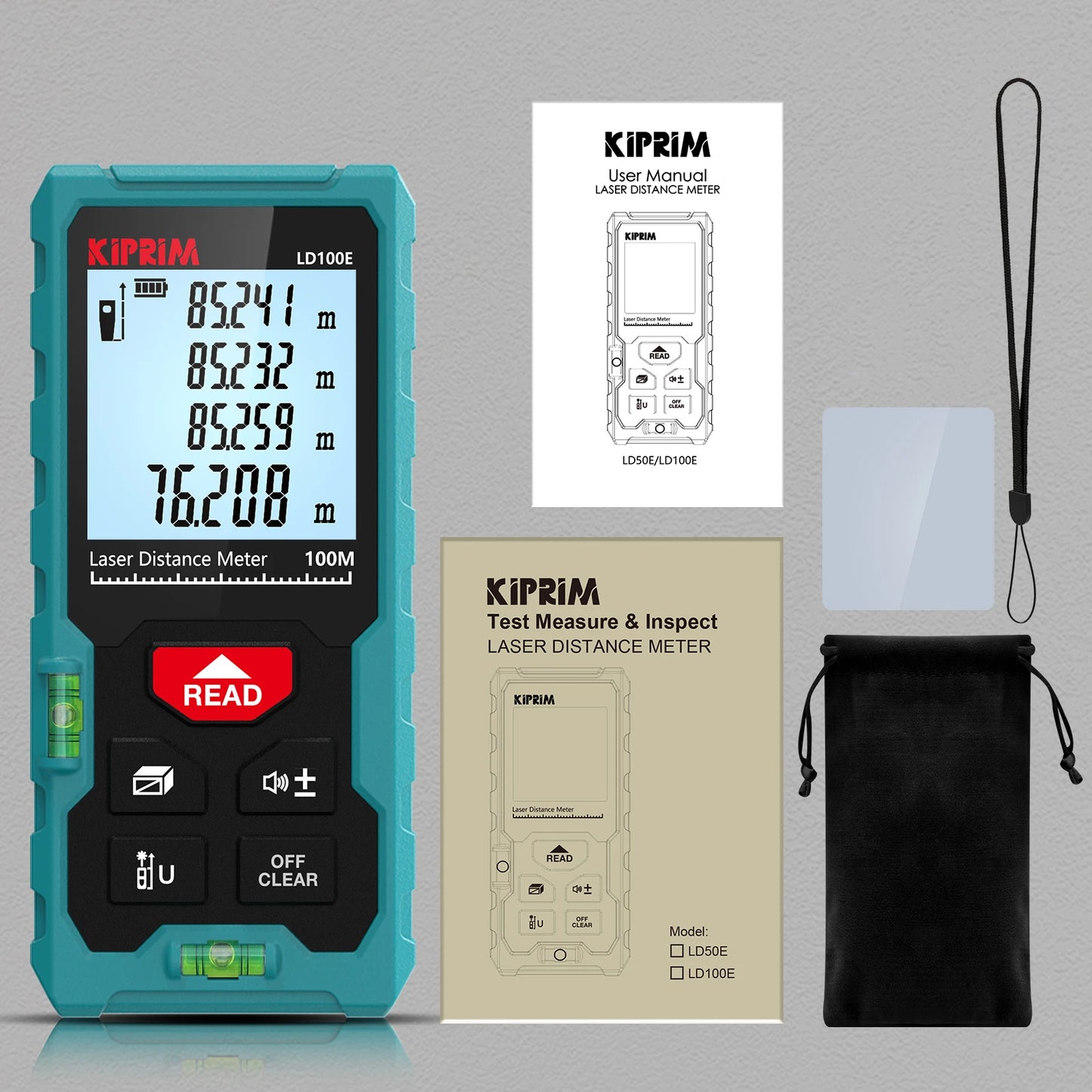 Kiprim Laser Rangefinder 50M 70M 100M Mini Laser Measurement Tool Laser Tape High Accuracy Multiple Measurement Functions