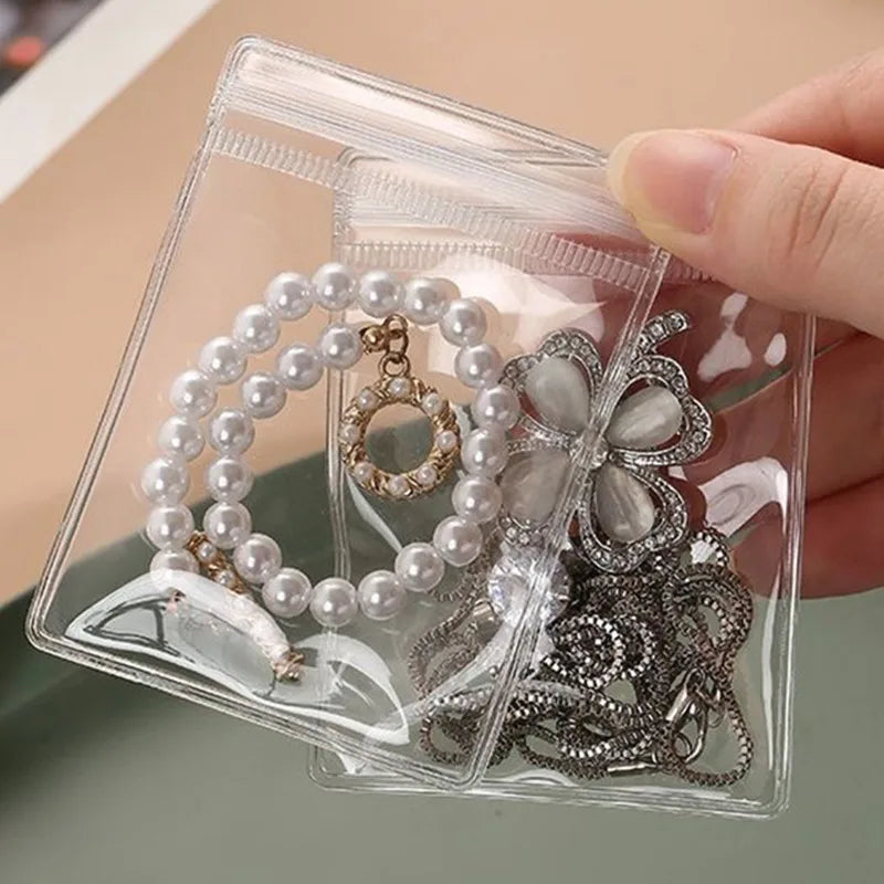 Wholesale PVC Self Sealed Bags for Jewelry Earrings Necklace Rings Storage Package Bag Organizer Dust-proof Anti-oxidation Pouch