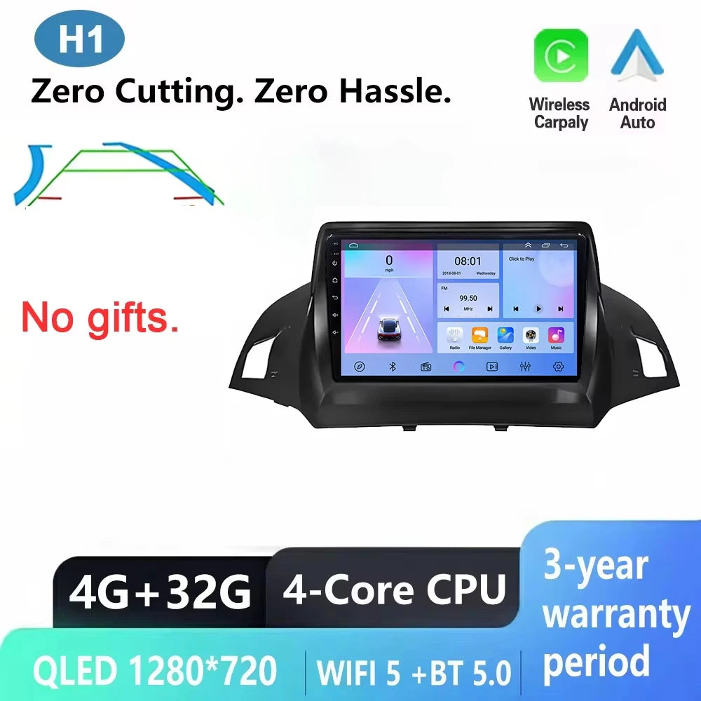 Android Car Stereo for Ford C-MAX, Kuga 2 & Escape 3 (2012–2019) — Wireless CarPlay, Android Auto, GPS, WiFi