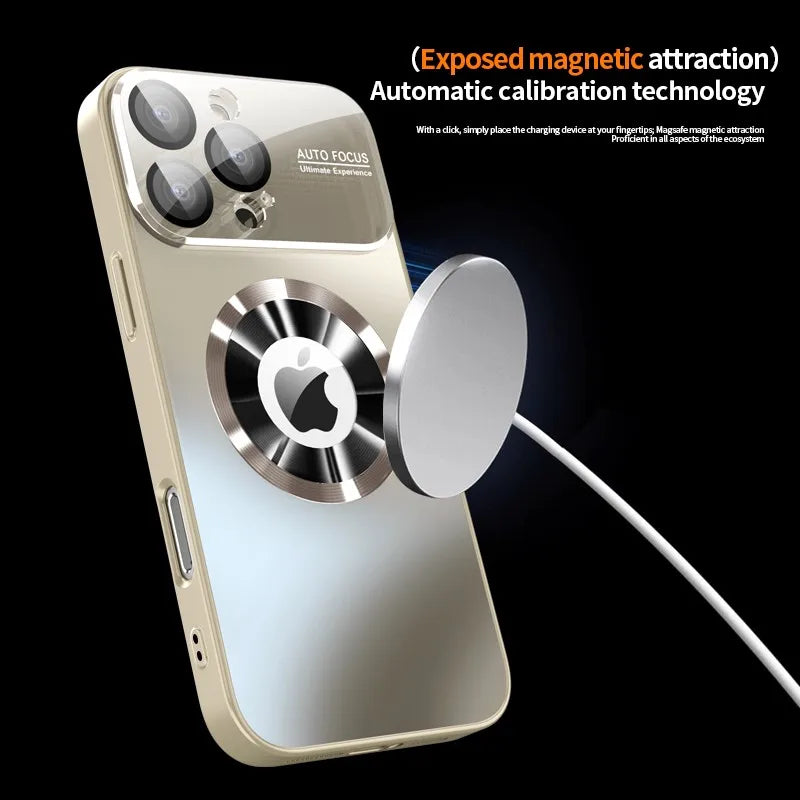 Titanium Metallic Matte Phone Case Compatible with iPhone 11 to 16 Pro Max - MagSafe, Glass Camera Lens Protection Cover