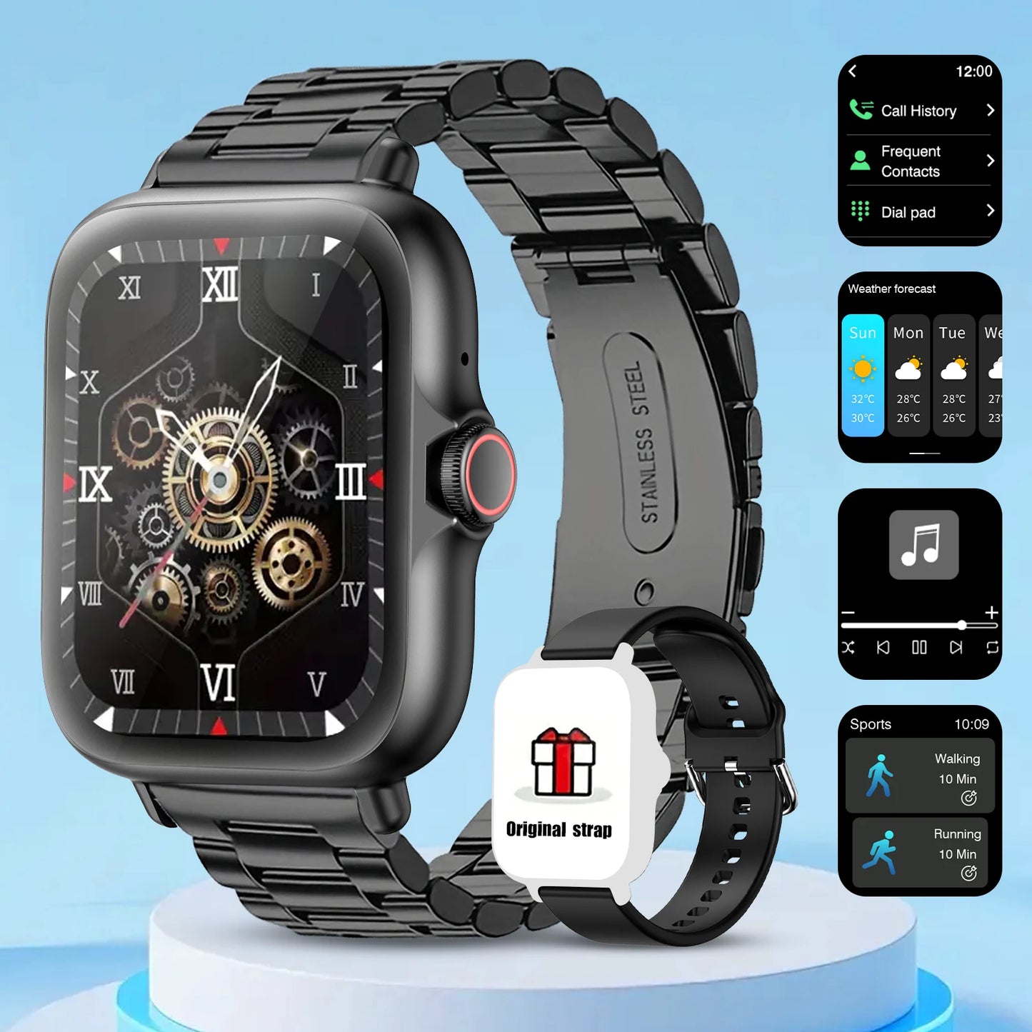 Full Touchscreen Smart Watch — Calls, Messages & Music Control (iOS & Android)