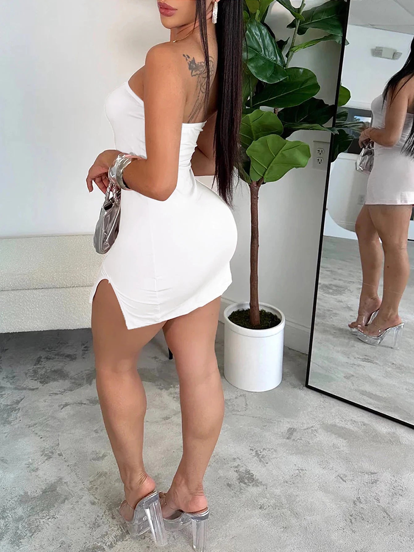 Women's Solid Color Suspender Hollow Out Heart-Shape Bodycon Mini Dress – Sexy Club Dress | XS–XL