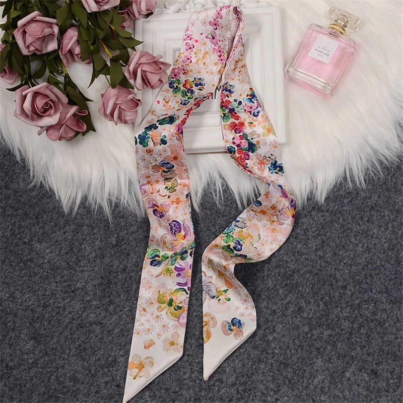 Tarot Constellation Silk Scarf for Women - Skinny Twill Neckerchief