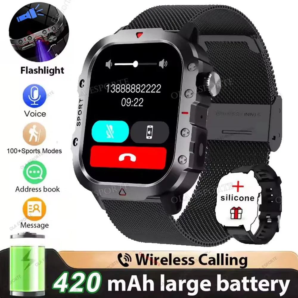 2026 Military Smart Watch – IP68 5ATM, 1.81" AMOLED, Bluetooth Call & Outdoor Fitness Tracker | Men