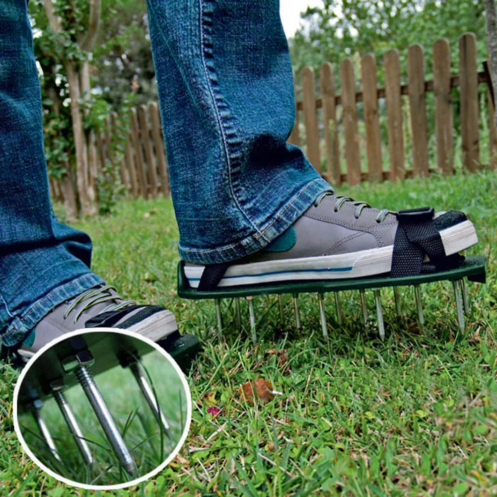 Garden Nail Shoes Grass Loose Soil Cultivator Spikes Grass Shoes Epoxy Yard Grass Cultivator Lawn Aerator Sandals Gardening Tool