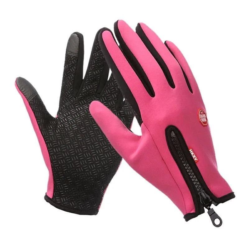 Unisex Touchscreen Winter Gloves, Windproof Zipper Gloves