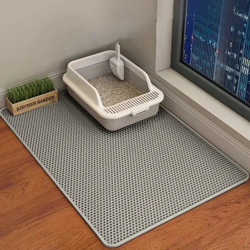Double-layer large cat litter mat, an anti-splash mat for cat litter boxes, a filtering mat and sand leakage mat, a cat product