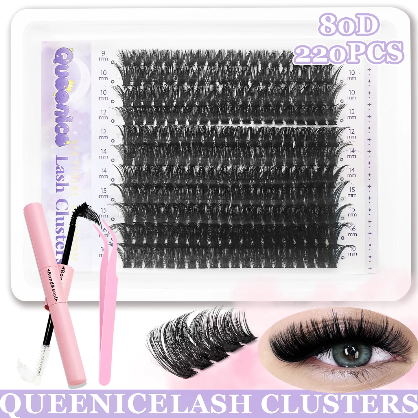 DIY Eyelash Extension Kit Individual Lashes Cluster Mix Lash Clusters with Lash Bond and Seal and Lash Accessories