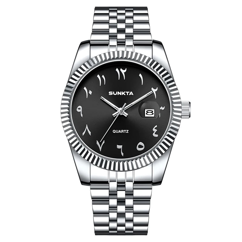 SUNKTA Luxury Fashion Wristwatch For Men Stainless Steel Date Quartz Man Watch Waterproof Luminous Casual Men's Watches Relojs