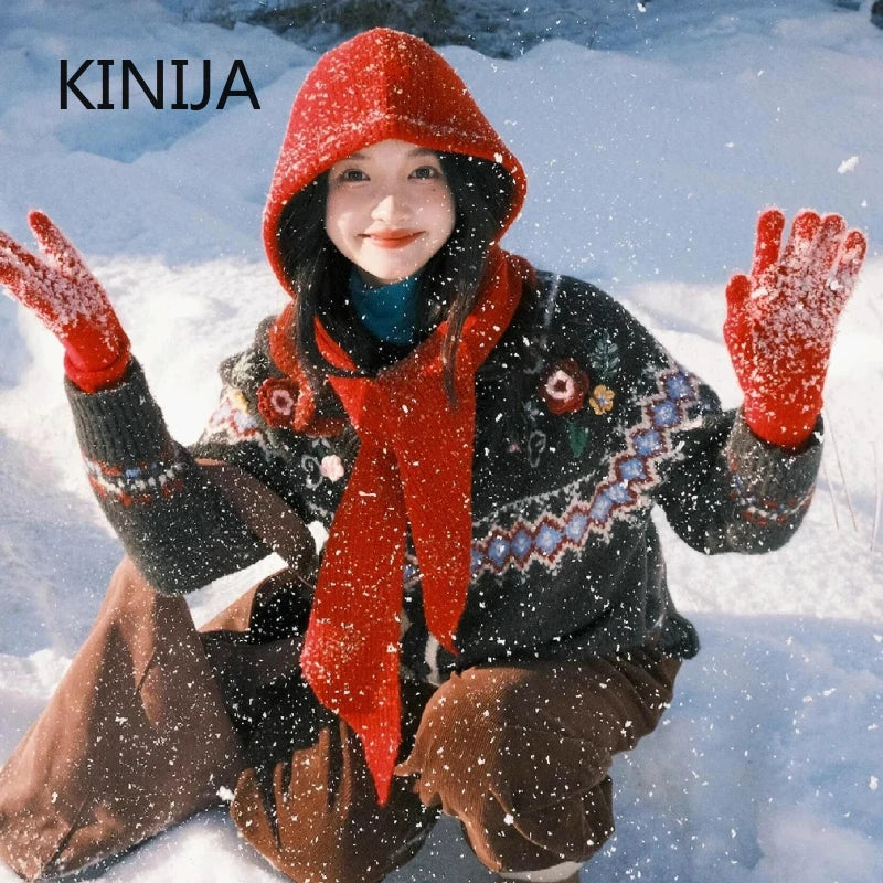 Women's Knit Balaclava Bonnet - Beanie & Scarf in One - photo 2