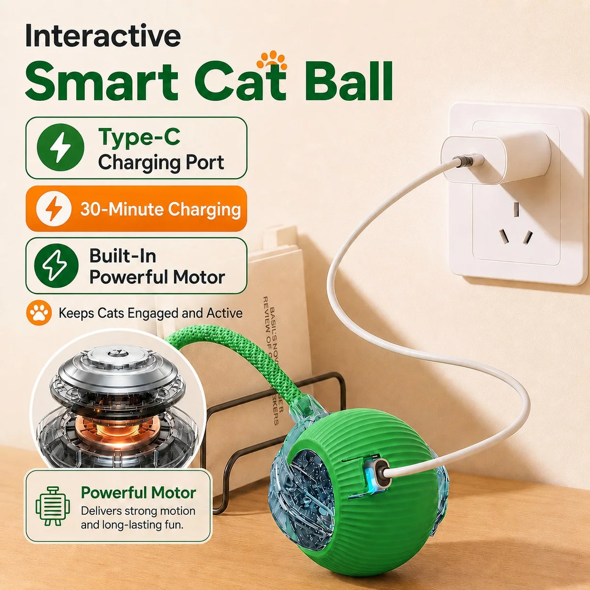 Rechargeable Rolling Cat Ball - Smart Interactive Toy – photo 5