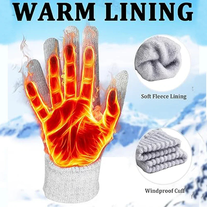 Unisex Thick Touchscreen Winter Gloves - Elastic Cuff Lined Gloves - photo 2