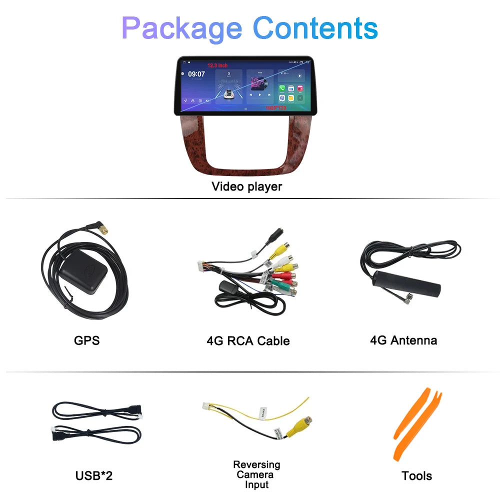Android 15 Car QLED Screen For GMC Yukon Chevrolet Tahoe Suburban 2007-2013 GPS Navigation Multimedia Player Stereo Head Unit