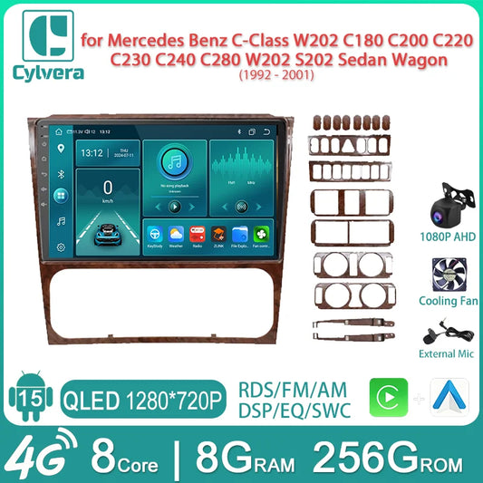 Car Stereo with Apple CarPlay & Android Auto, Compatible with Mercedes-Benz C-Class W202 S202