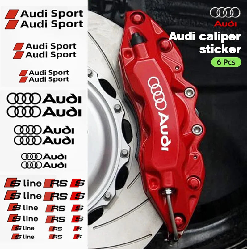 Brake Caliper Decals — Heat-Resistant Waterproof Stickers (6-Pack)