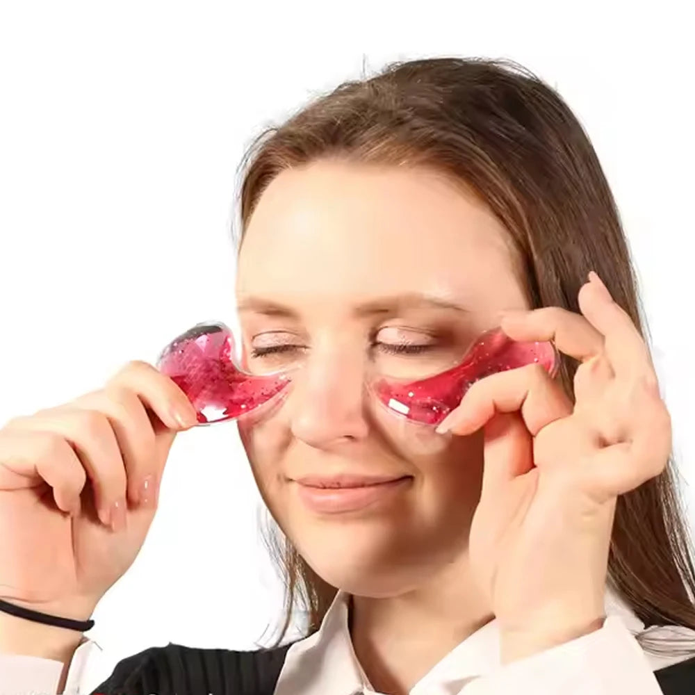 1 Pair Reusable Gel Eye Mask Ice Feel Sequin Gel Eye Patches for Women SPA Eye Mask Cooling Sleep Mask & Soothing Compress